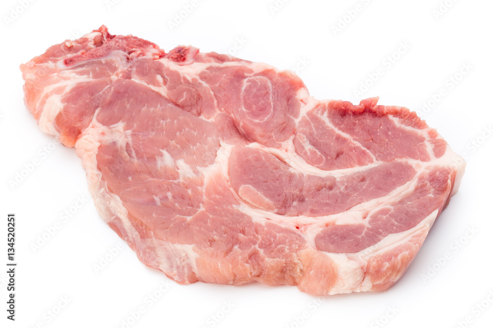 Fresh raw beef steak isolated on white background, top view. Fresh raw beef steak isolated on white background, top view.