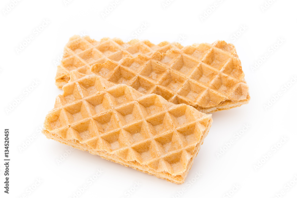Waffle with crem isolated on white background. Waffle with crem isolated on white background.