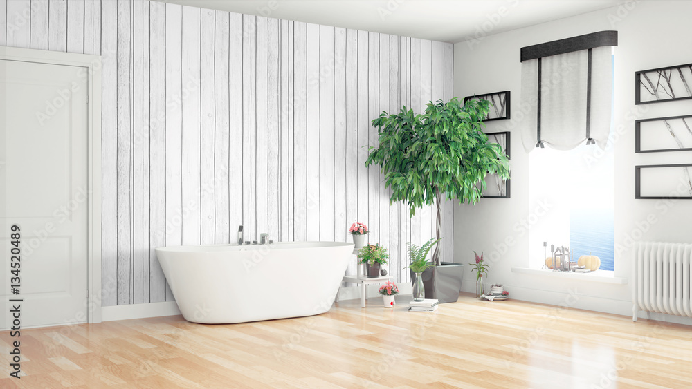 Modern bright interior . 3D rendering Modern bright interior . 3D rendering