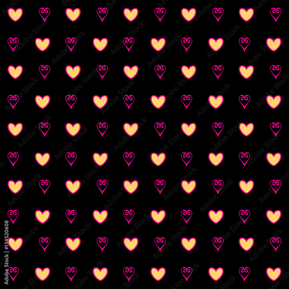Gold glittering foil hearts seamless pattern on a black background. Luxury Elegant Happy Valentine Day festive layout template design. Gold glittering foil hearts seamless pattern on a black background. Luxury Elegant Happy Valentine Day festive layout template design.
