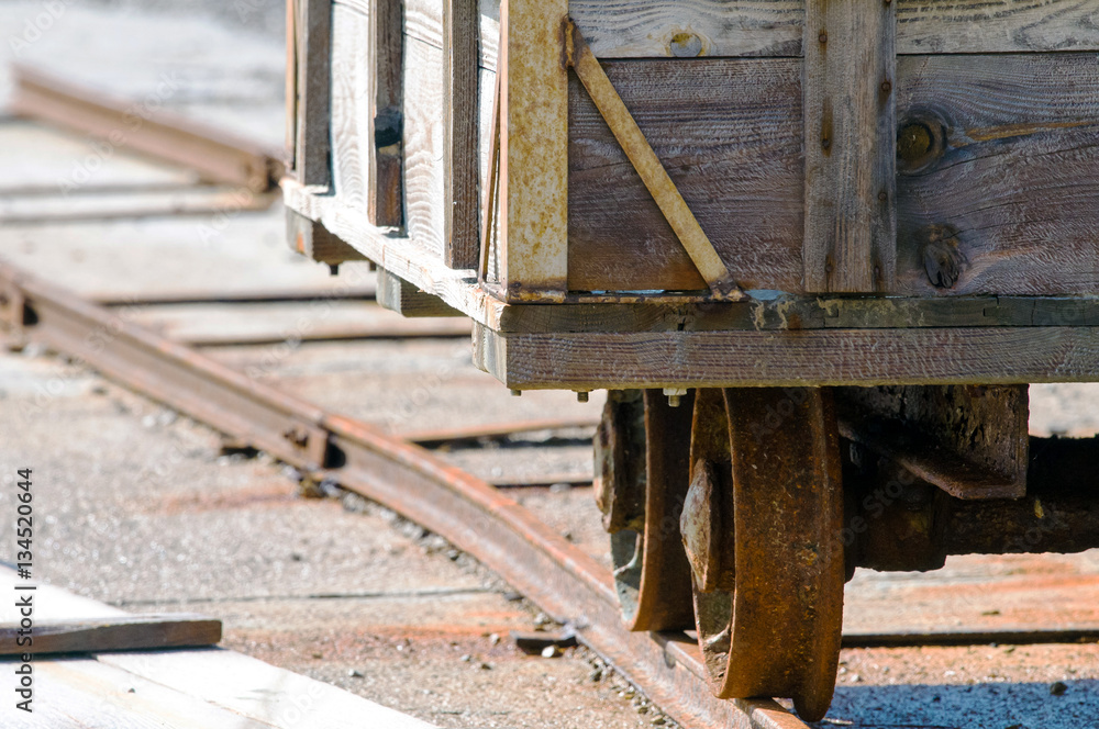 A detail of rail cart used for collecting salt in salt pans (Slovenia, Sečovlje). A detail of rail cart used for collecting salt in salt pans (Slovenia, Sečovlje).