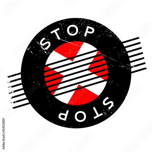 Stop rubber stamp. Grunge design with dust scratches. Effects can be easily removed for a clean, crisp look. Color is easily changed.