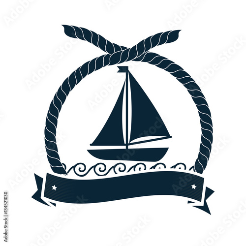 sailboat maritime emblem icon vector illustration design