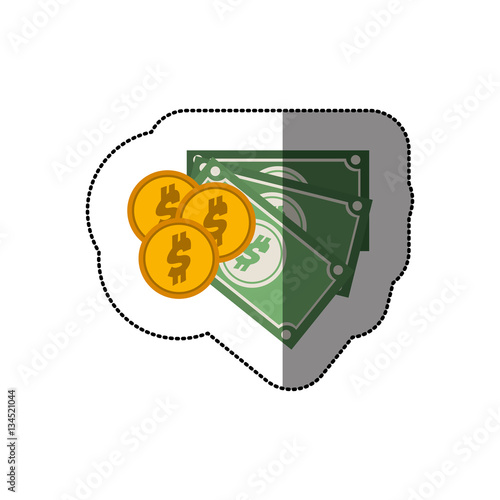 Billets and coins icon vector illustration graphic design