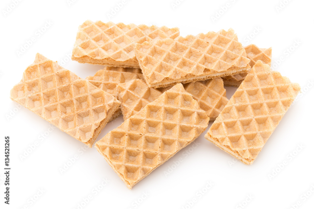Waffle with crem isolated on white background. Waffle with crem isolated on white background.