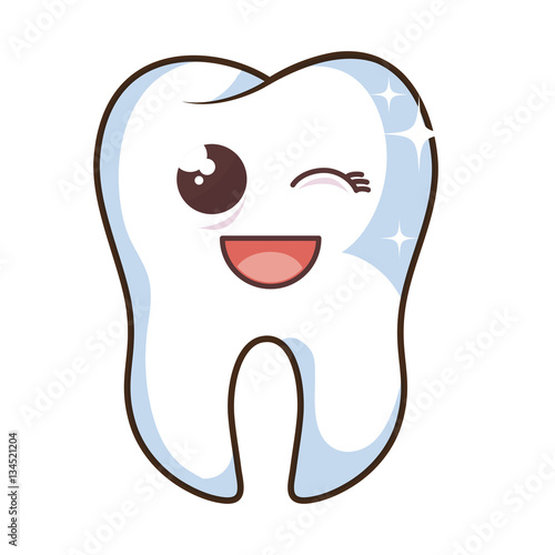 teeth funny character kawaii style vector illustration design