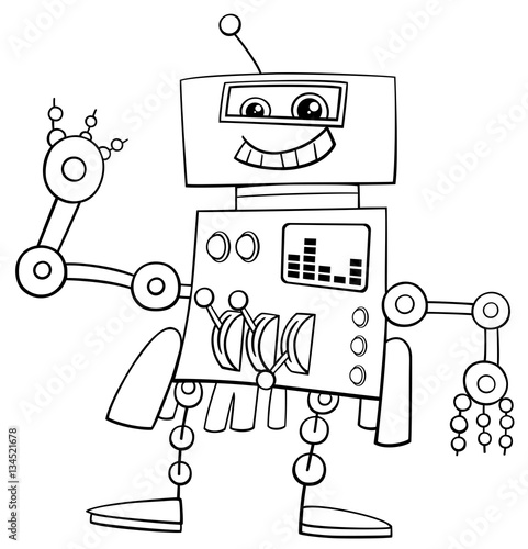 funny robot coloring page