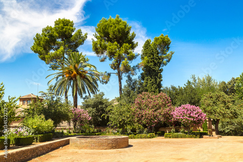 Gardens in Alhambra palace in Granada