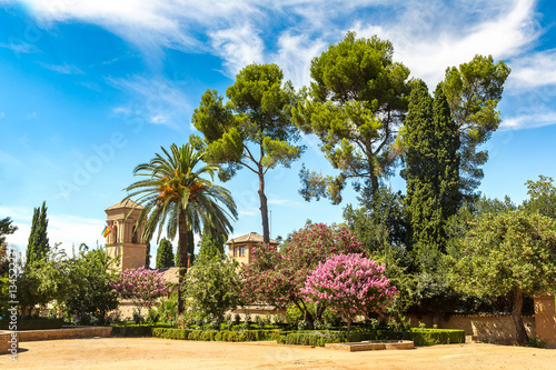 Gardens in Alhambra palace in Granada