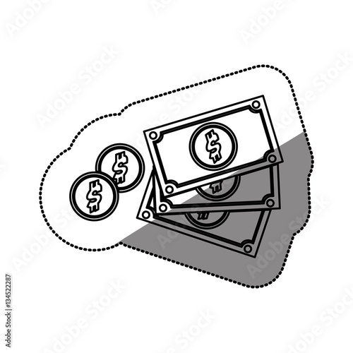 Billets and coins icon vector illustration graphic design