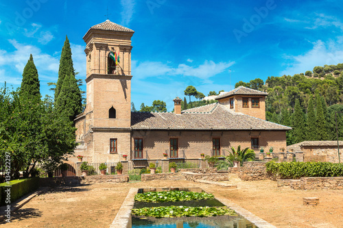 Garden and Bell Tower in Alhambra palace