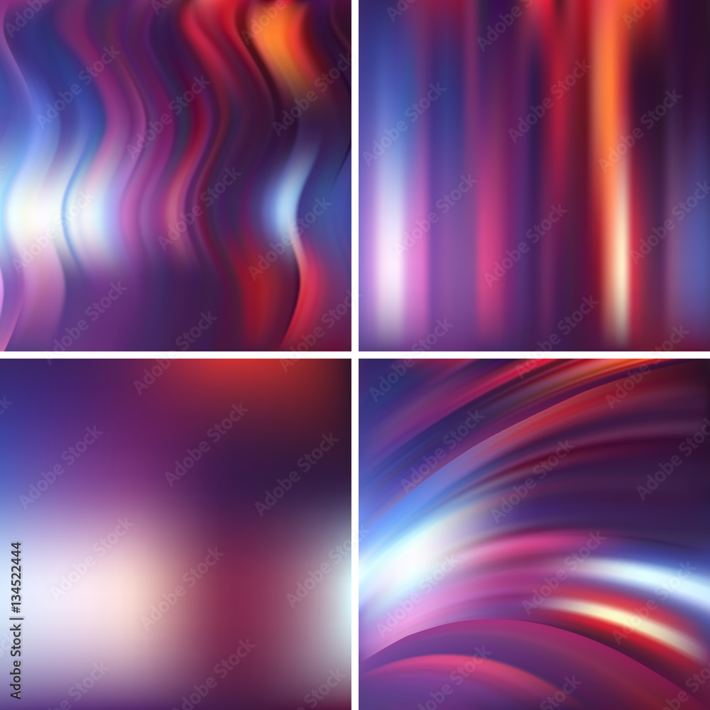 Abstract blurred vector backgrounds. For art illustration template design, business infographic and social media. Purple, red, brown colors.