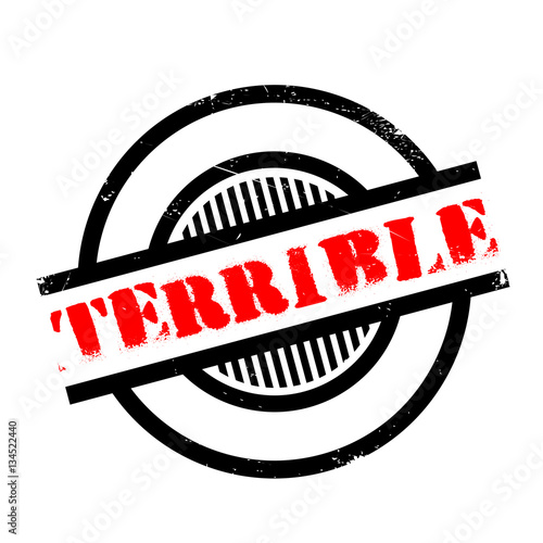 Terrible rubber stamp. Grunge design with dust scratches. Effects can be easily removed for a clean, crisp look. Color is easily changed.