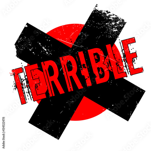 Terrible rubber stamp. Grunge design with dust scratches. Effects can be easily removed for a clean, crisp look. Color is easily changed.