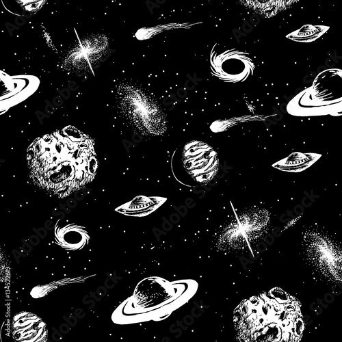 Universe seamless pattern vector illustration
