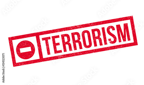 Terrorism rubber stamp. Grunge design with dust scratches. Effects can be easily removed for a clean, crisp look. Color is easily changed.