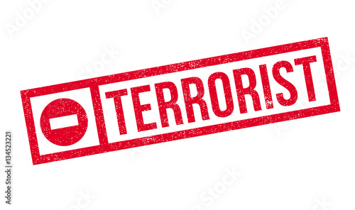 Terrorist rubber stamp isolated on white background