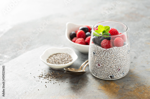Vanilla chia pudding with fresh berries