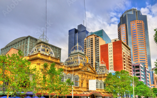 The Princess Theatre and skyscrapers in Melbourne, Australia