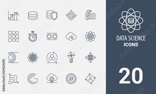 Data science line icons set