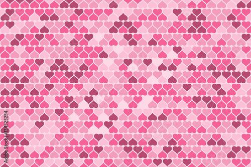 Vector Happy Valentine's Day gradient light pink background with heart silhouettes different colors.