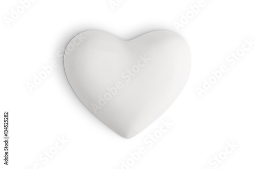 White love heart on a white background