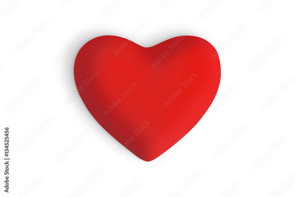 Red love heart on a white background