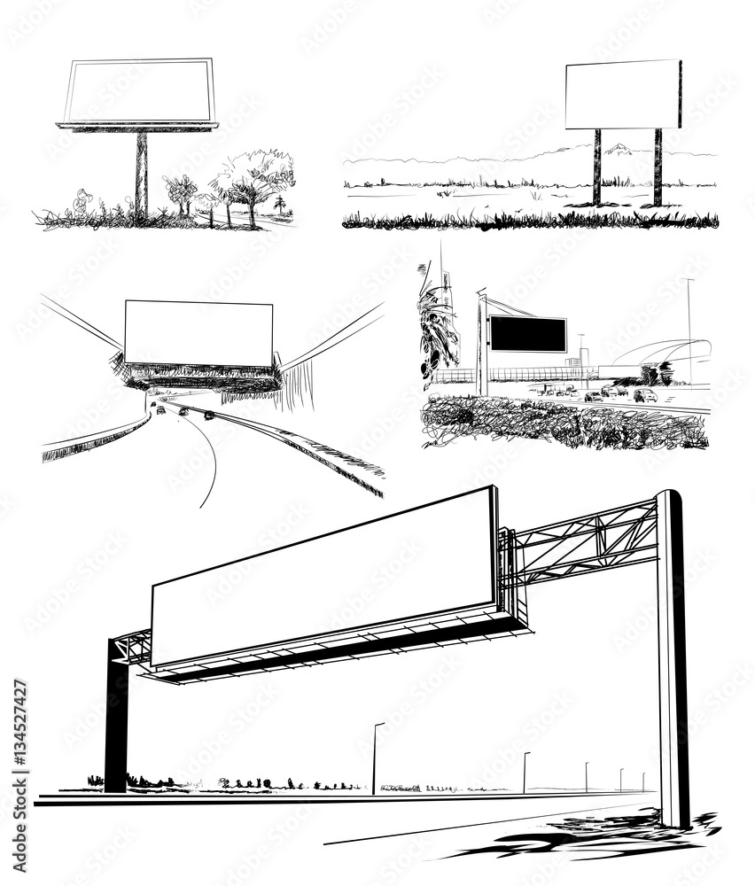 Sketches of Billboard set in vector.