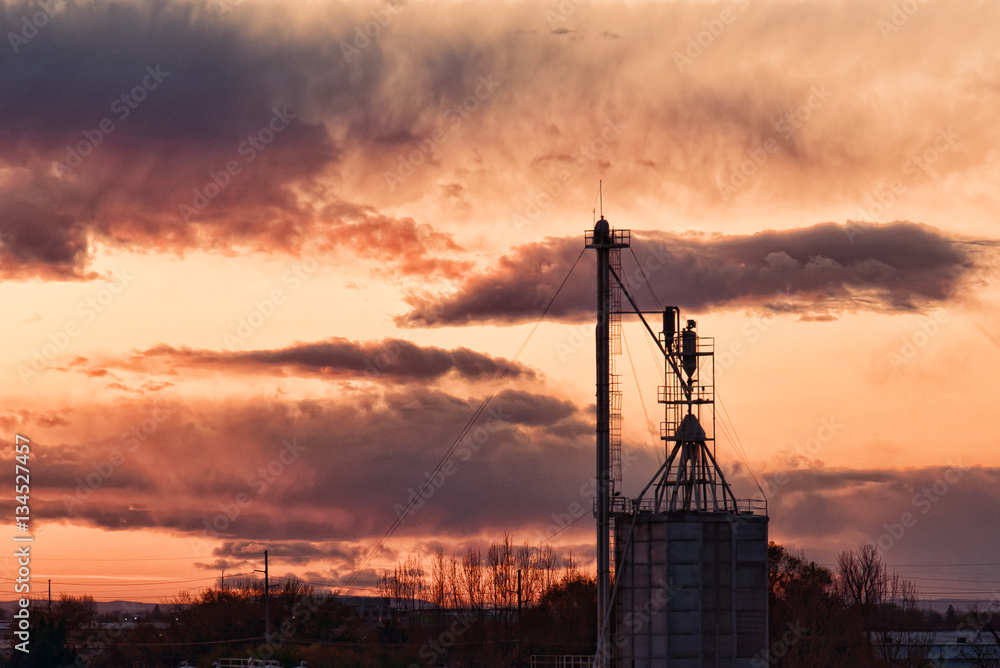 Industrial buildings at sunset Industrial buildings at sunset
