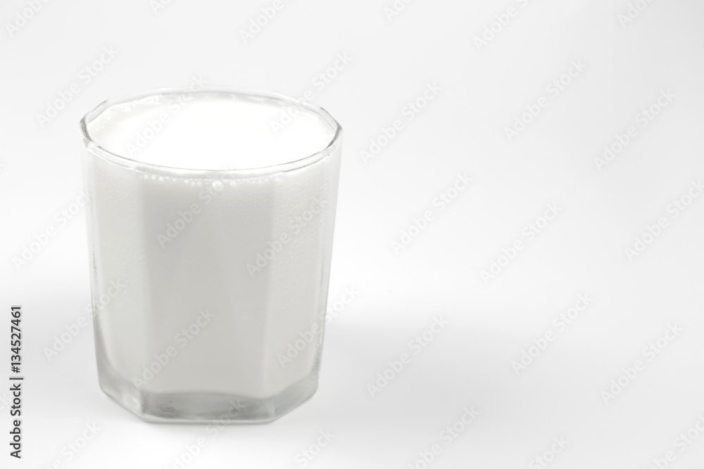 glass milk on white background with copy space glass milk on white background with copy space
