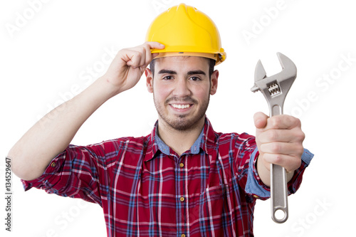 worker and professional construction and repair isolated on white