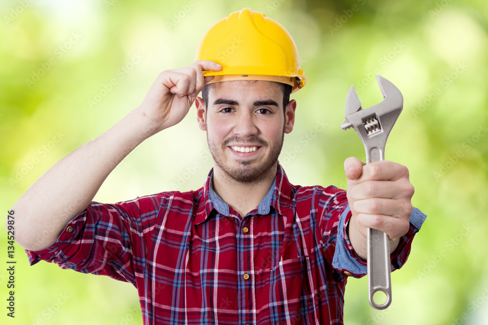 the construction worker and technician on background the construction worker and technician on background