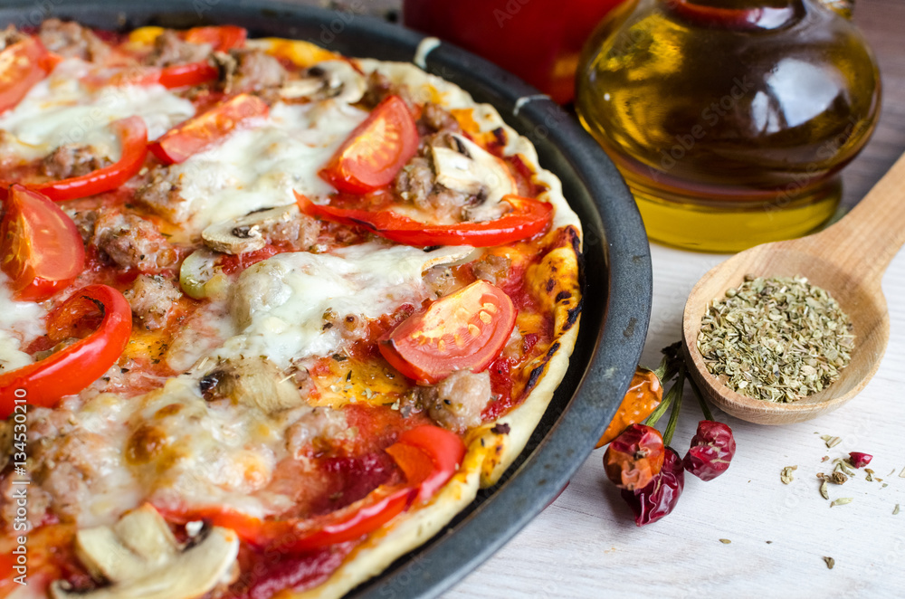 Hot meat italian pizza Hot meat italian pizza