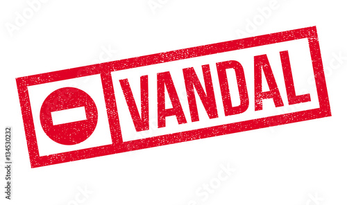 Vandal rubber stamp. Grunge design with dust scratches. Effects can be easily removed for a clean, crisp look. Color is easily changed.