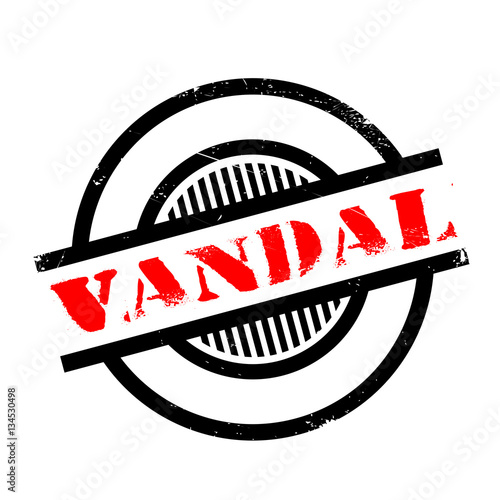 Vandal rubber stamp. Grunge design with dust scratches. Effects can be easily removed for a clean, crisp look. Color is easily changed.