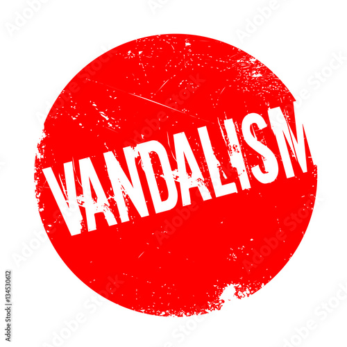 Vandalism rubber stamp. Grunge design with dust scratches. Effects can be easily removed for a clean, crisp look. Color is easily changed.