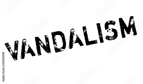 Vandalism rubber stamp. Grunge design with dust scratches. Effects can be easily removed for a clean, crisp look. Color is easily changed.
