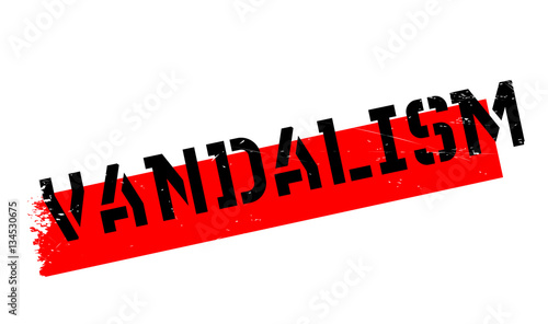 Vandalism rubber stamp. Grunge design with dust scratches. Effects can be easily removed for a clean, crisp look. Color is easily changed.