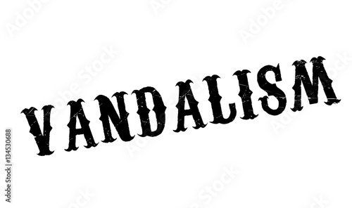 Vandalism rubber stamp. Grunge design with dust scratches. Effects can be easily removed for a clean, crisp look. Color is easily changed.