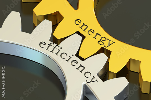 Energy Efficiency concept on the gearwheels, 3D rendering