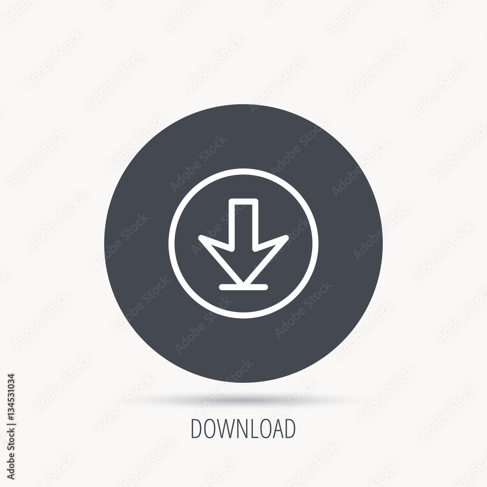 Download icon. Down arrow sign. Internet load symbol. Round web button with flat icon. Vector Download icon. Down arrow sign. Internet load symbol. Round web button with flat icon. Vector