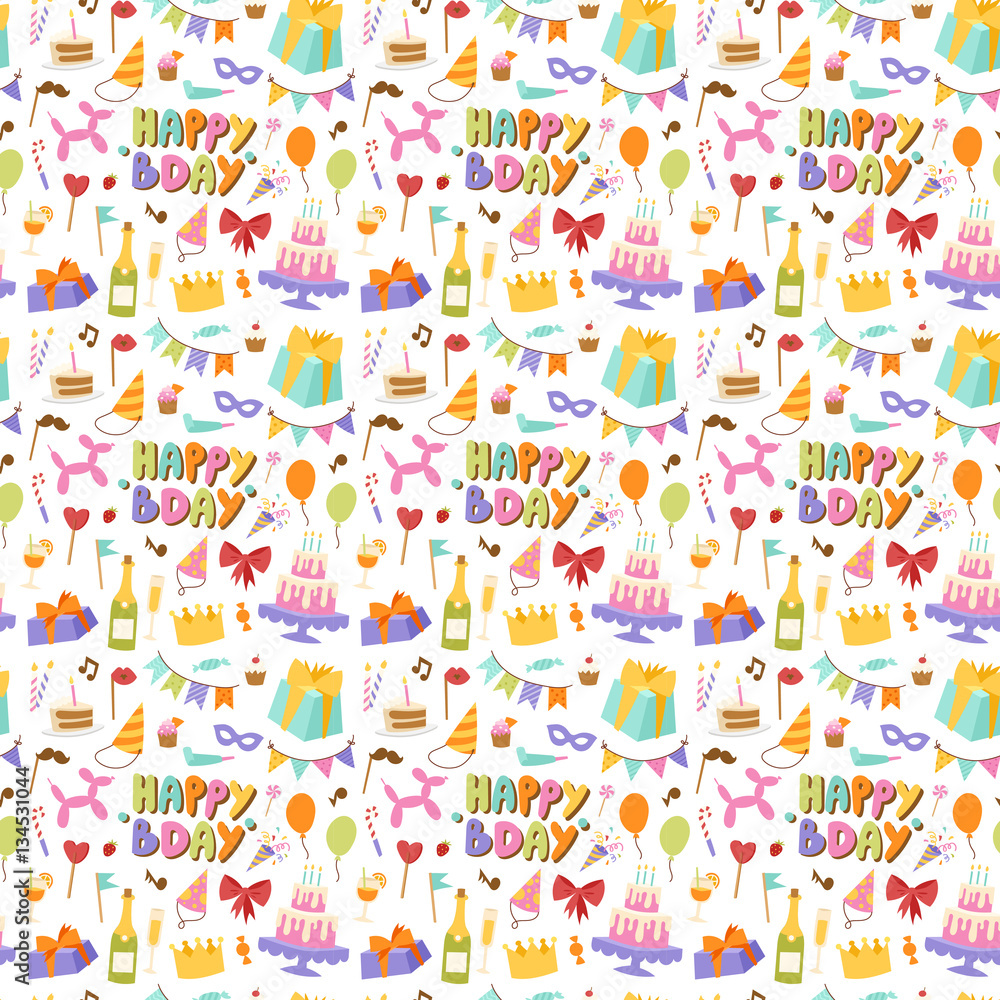 Happy birthday seamless pattern vector. Happy birthday seamless pattern vector.