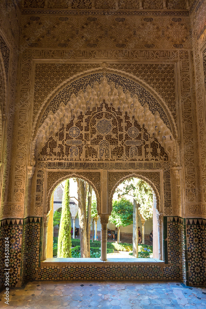 Decorated facade in Alhambra palace