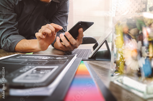 businessman hand using smart phone,mobile payments online shoppi photo