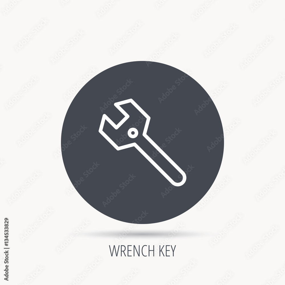 Wrench key icon. Repair fix tool sign. Round web button with flat icon. Vector Wrench key icon. Repair fix tool sign. Round web button with flat icon. Vector
