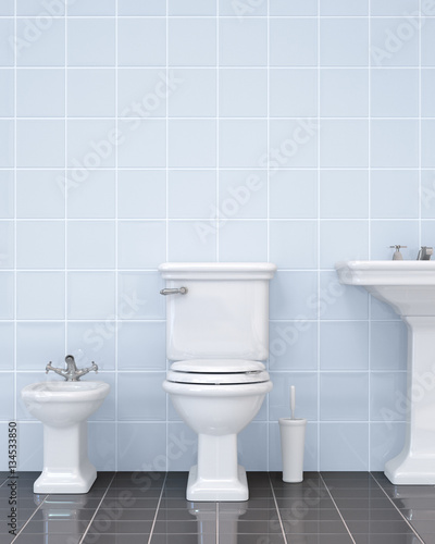 Modern stylish clean fresh bathroom 3d illustration