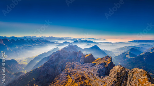 Landscape with Santis mountains, Swiss Alps, Switzerland photo