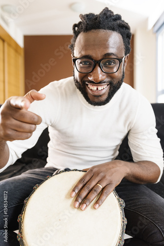 Fototapeta Musician Playing Drum.