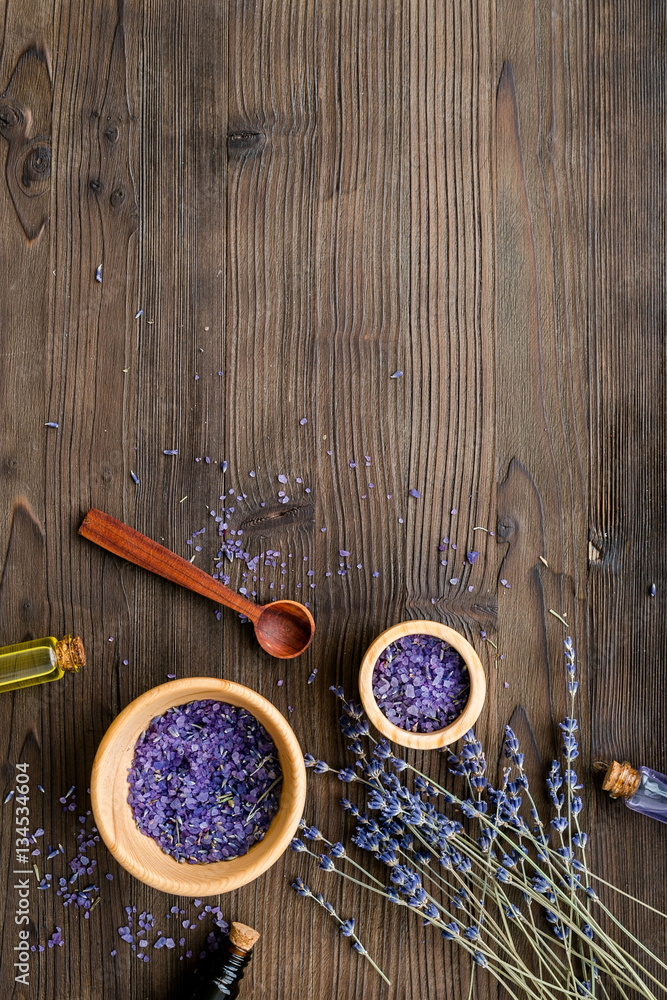 organic cosmetics with lavender on wooden background top view organic cosmetics with lavender on wooden background top view