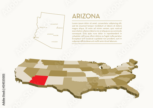3D USA State map - ARIZONA